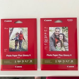 2 Canon Photo Paper Plus Glossy II 5 x 7